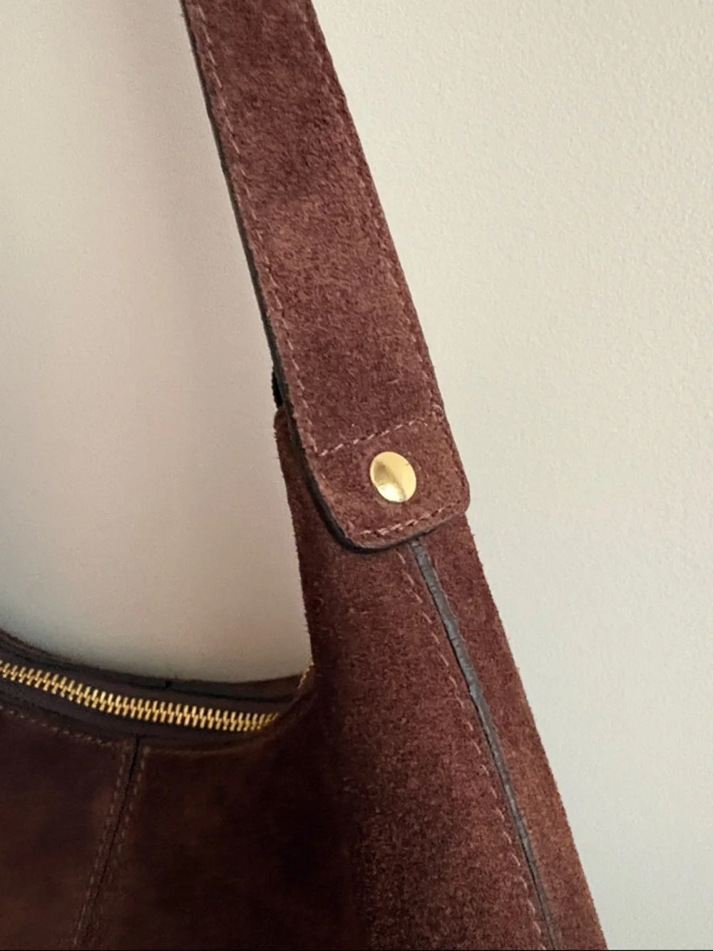 L'INTERVALLE Dark Brown Suede Shoulder Bag - Picture 4 of 10